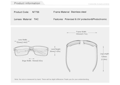 KINGSEVEN Men Polarized Photochromic Sunglasses Design Women Chameleon Sun Glasses UV400 Anti-glare Driving Square Eyeglasses