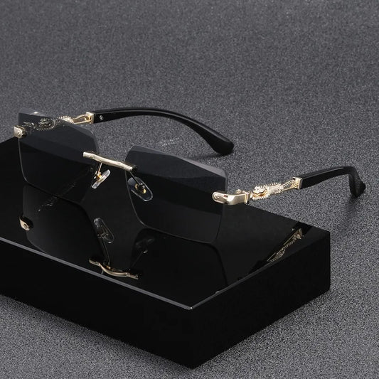 Fashion Rimless Rectangle Sunglasses Women Men Luxury Brand Shades Square Sun Glasses Female Male Beach Travel Eyewear