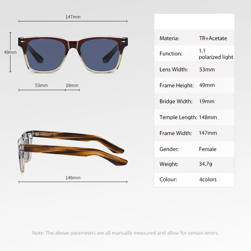 Swanwick TR90 retro polarized sunglasses men acetate square sun glasses for women unisex UV400 grey black European style