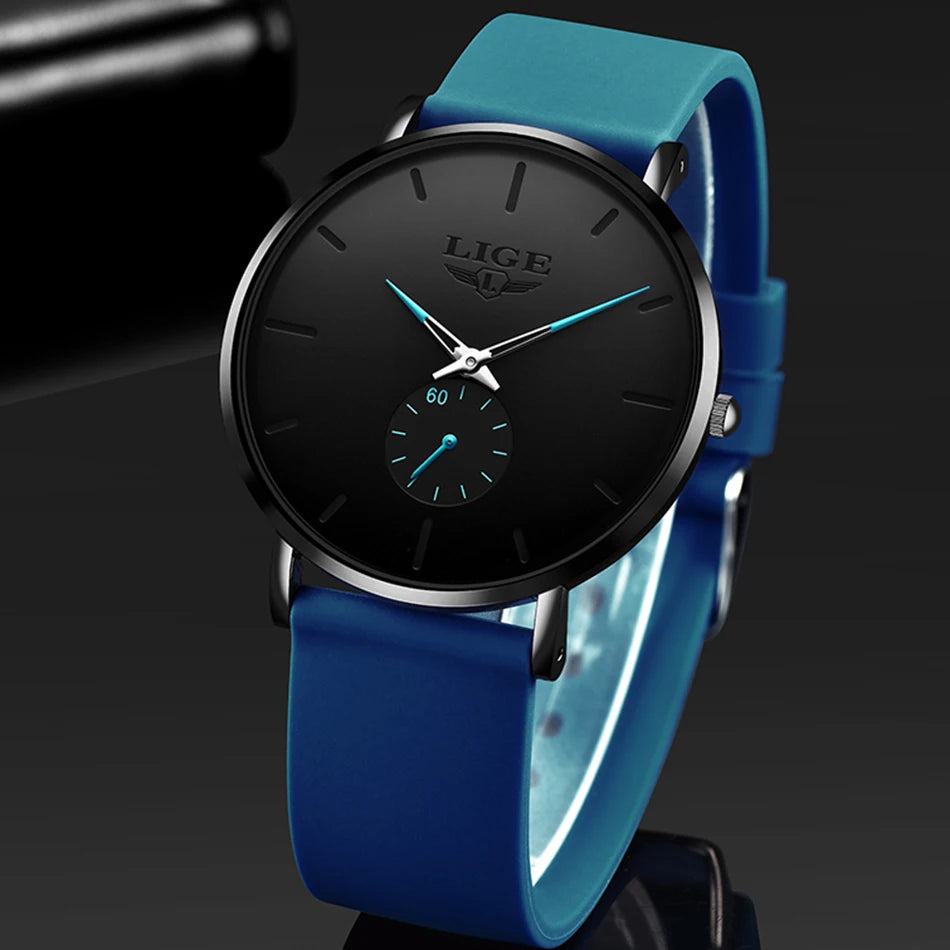 Reloj para hombre LIGE: estilo deportivo y moderno, marca de lujo, resistente al agua, diseño minimalista y ultradelgado, reloj de cuarzo para hombre
