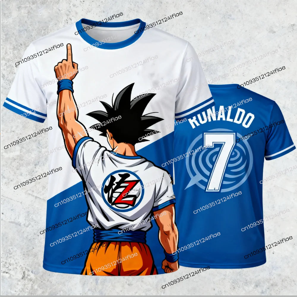 2025 New Dragon Ball Z Goku Special Production Ronaldo Football Jersey T-shirt Kids Anime Cartoon Tshirt Men's Sports T shirt