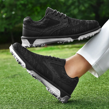 LiXingMing Golf Shoes Men Gray Large Size Up to 48# Breathable Cleats Golf Sport Shoes Teenager Training Golf Coach Sneakers