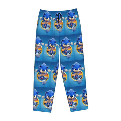 Custom Women Soniced Pajama Pants Printed Hedgehog Game Sleep Sleepwear Bottoms with Pockets