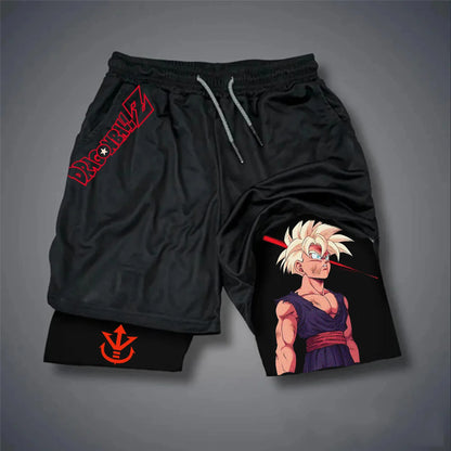 Dragon Ball Anime Goku Double-Layer Shorts 2026 American Sporty Summer Men's Loose Breathable Pants