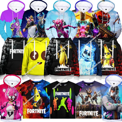 Sweatshirt com Capuz Infantil 3D 2025, Nova Série Anime Fortnite Estampada, Pullover de Marca Trendy, Presente