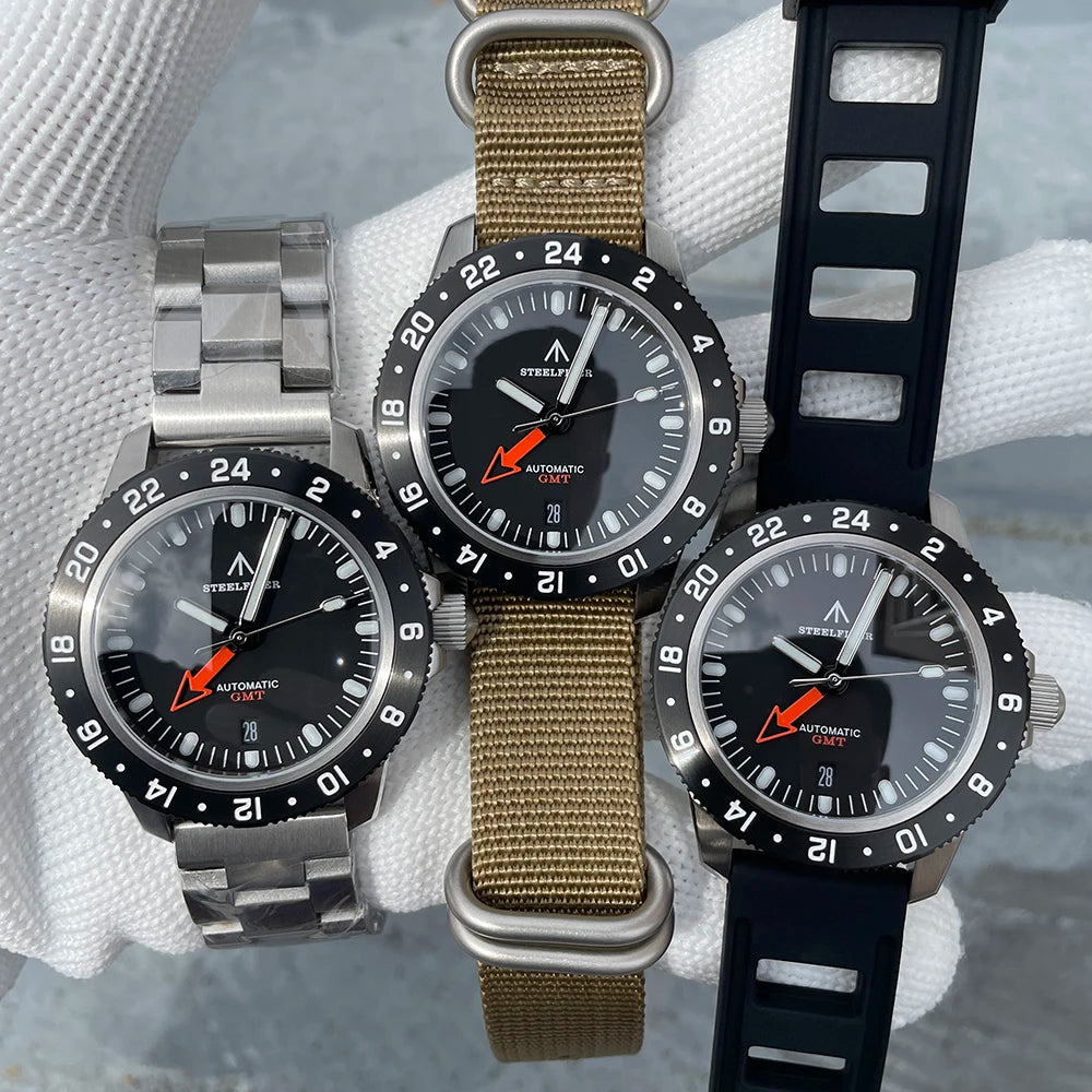 STEELFLIER Official SF793 Luxury GMT Mechanical Wristwatch Steel Bezel NH34 Movement Super Luminous 20Bar Waterproof Dive Watch