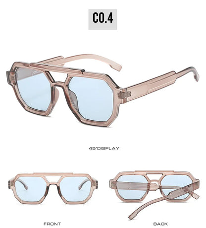 Fashion Pilot Oversized Sunglasses For Women New Double Bridges Sun Glasses Female Retro Square Leopard Purple Eyewear Trendy