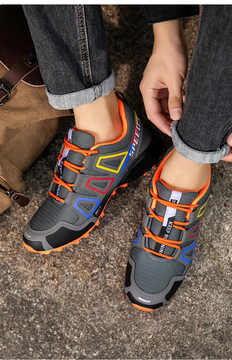 Men's Waterproof Hiking Shoes Wear-Resistant Outdoor Leather Hiking Hunting Tactical Sports Shoes