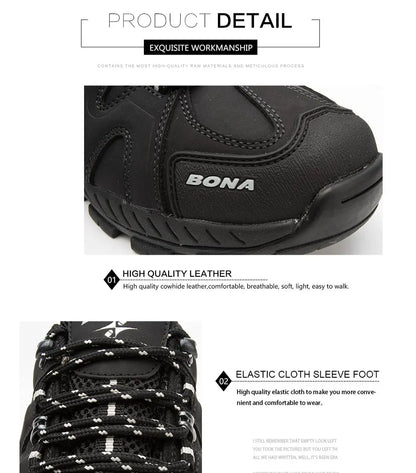 BONA Neuheit Klassischer Stil Herren-Wanderschuhe zum Schnüren Herren-Sportschuhe Outdoor-Jogging Trekking-Sneaker