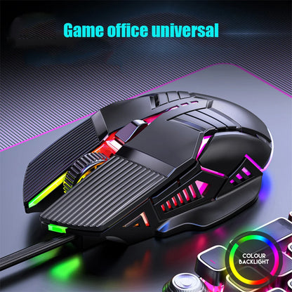 3200DPI ergonomikus vezetékes gamer egér, USB számítógépes gamer egér RGB háttérvilágítással, 6 gombos LED-es csendes egér PC-hez és laptophoz