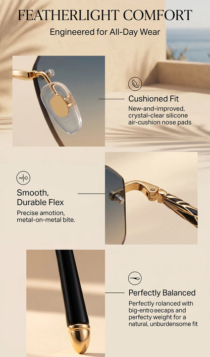 Square Rimless Punk Sunglasses Men 2026 Luxury Brand  Polygon Frameless Sun Glasses For Male Steampunk Driving Eyewear Shades