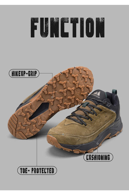 HIKEUP Latest Men's Hiking Shoes, Wear-Resistant Non-Slip Outdoor Sneakers, Rock Climbing Trekking Hunting Men Sports Suede Leather
