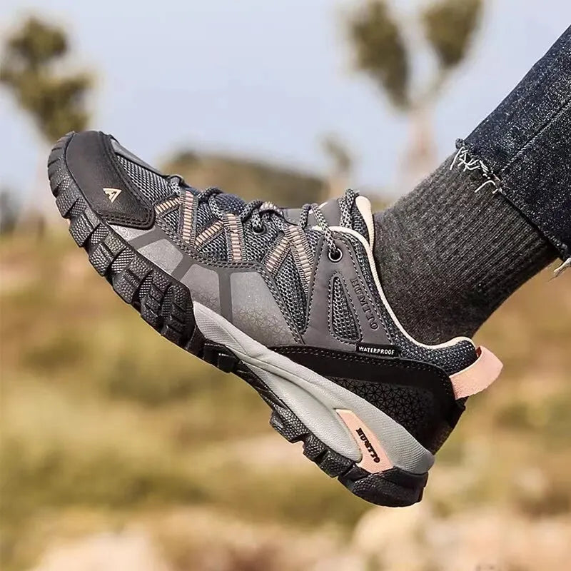 HUMTTO Hiking Shoes for Women Wear-resistant Outdoor Women's Sports Shoes Lace-Up Climbing Trekking Sneakers Woman 110609B