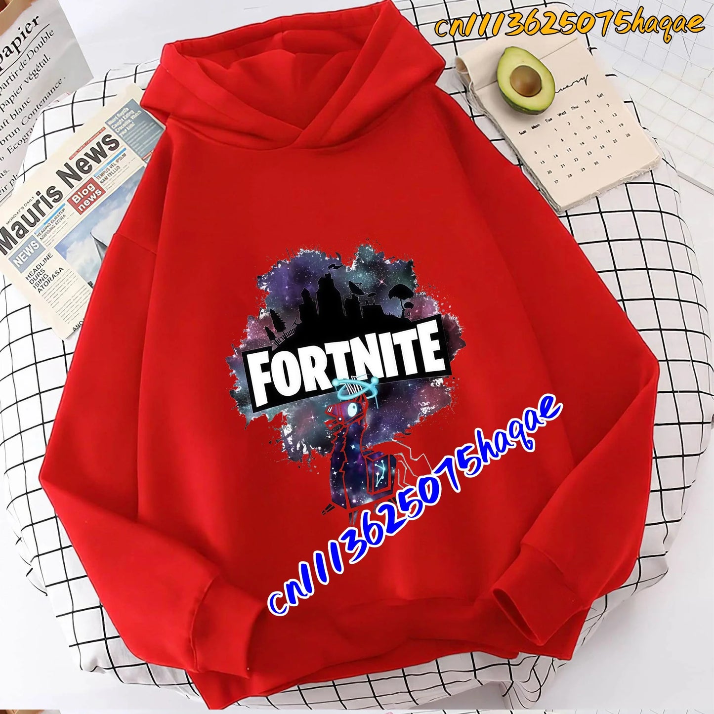 Hoodies infantis Fortnite com estampado do jogo, fato confortável de desenho animado, tops largos de manga comprida, roupa de outono/inverno
