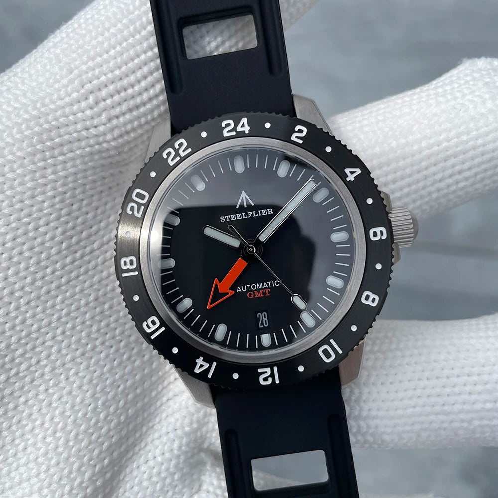 STEELFLIER Official SF793 Luxury GMT Mechanical Wristwatch Steel Bezel NH34 Movement Super Luminous 20Bar Waterproof Dive Watch