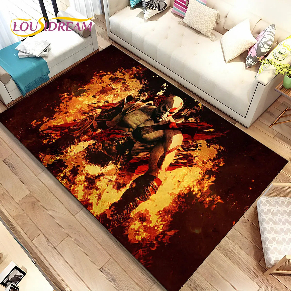 God of War Game Gamers Kratos  Area Rug,Carpet Rug for Living Room Bedroom Sofa Doormat Decoration, Kids Play Non-slip Floor Mat