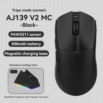 AJAZZ AJ139 V2 MC/AJ139 PRO kabellose Gaming-Maus mit PAW3311/PAW3395-Sensor, 12000DPI/26000DPI, 500mAh, Bluetooth-Gaming-Maus für PC