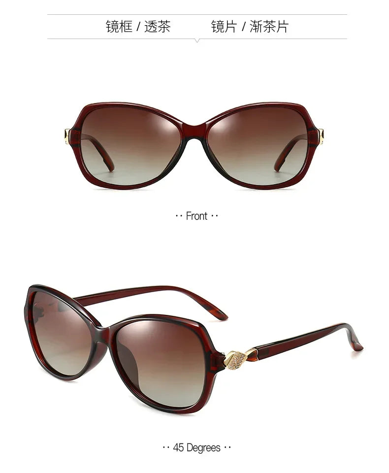 -75 -100 +125 Women Sunglasses Polarized Myopia Elegant Diamond-Embedded Frame Small Sunset Sunglasses Hyperopia Customization