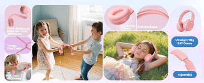 Awatrue Kids Headphones Comfortable Toddler Headsets for School Ideal Gifts for Son Daughter Sound and Safe Listening Experience