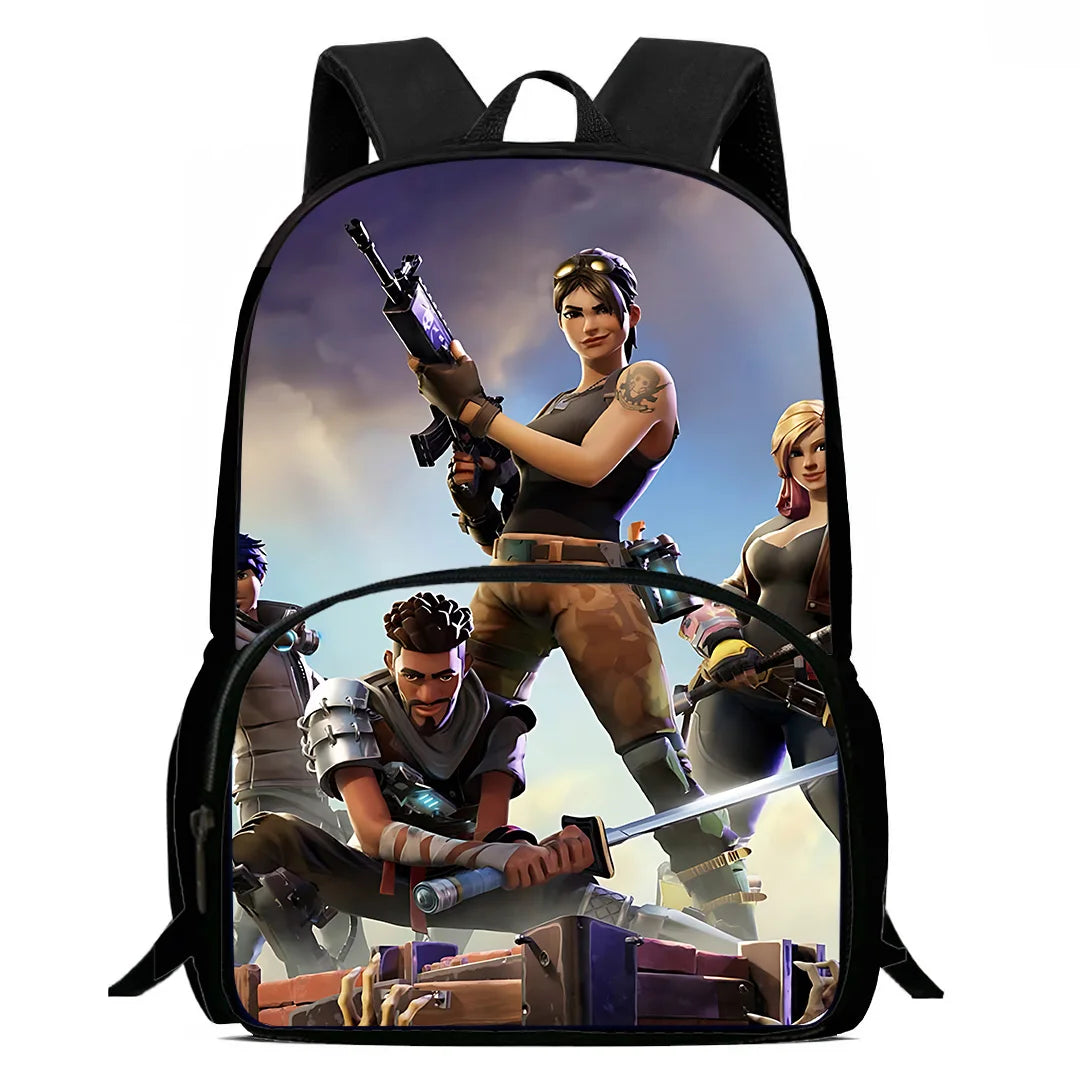Classic Game Fortnite Kids Backpacks for Boys and Girls, Student Birthday Gift, Child School Bags with Large Capacity, Durable Camping Rucksack
