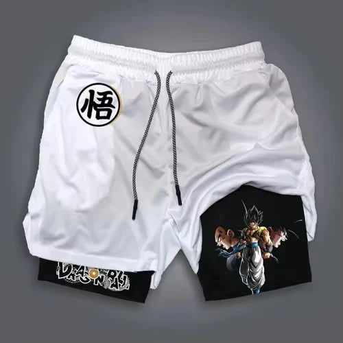 2026 Summer Dragon Ball Z Majin Buu 2-in-1 Double Layer Gym Shorts, Oversized Men's Fitness Retro Streetwear Unisex Athletic Y2k