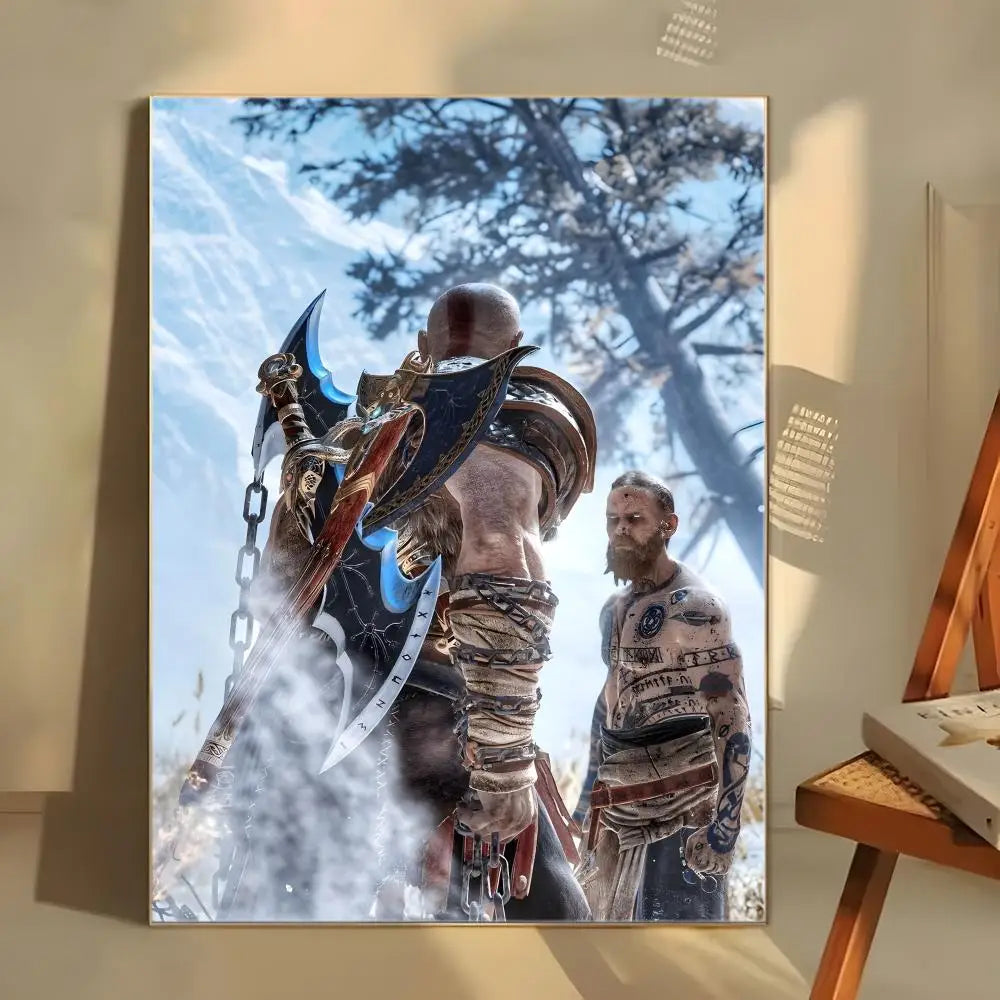 Dark Fantasy G-God of War Poster  Self-adhesive Art Waterproof Paper Sticker Coffee House Bar Room Wall Decor