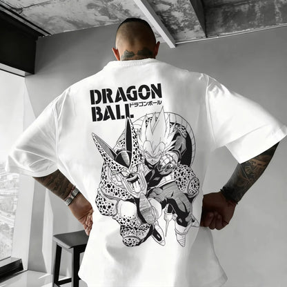 T-shirt oversize Dragon Ball Estate 2026 con cavo di alimentazione, Piccolo Goku, stampa artistica, casual neutro Y2K