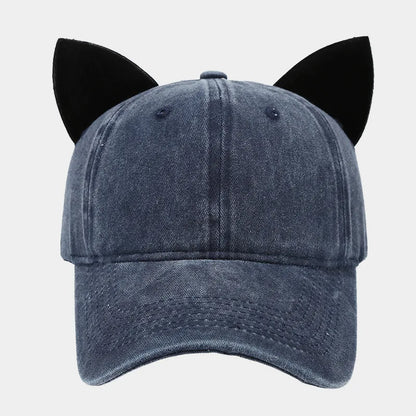 Cute cat ears baseball cap women summer soft top caps student couple personalized hat men hip hop streetwear
