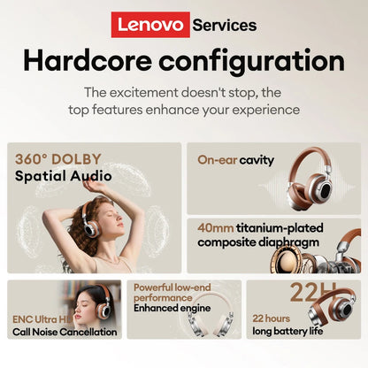 Cuffie over-ear Lenovo LE602 Bluetooth 6.0 – Headset gaming HiFi stereo ANC wireless e cablato con microfono ENC HD