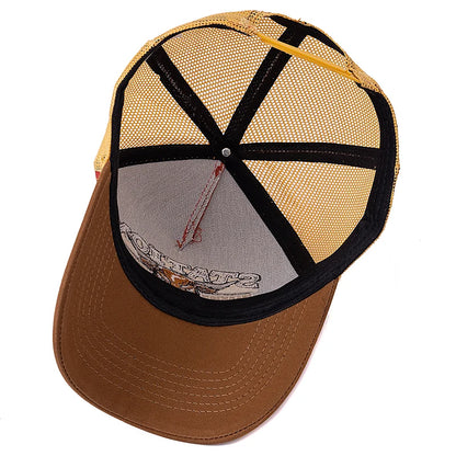 Unisex Summer Breathable Mesh Trucker Hat Bulls Head Pattern Baseball Cap Adjustable Snapback Hats For Men And Women