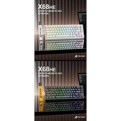 Attack Shark X68 HE Gaming Keyboard Magnetic Mechanical Wired for Pro Gaming 0.01mm Rapid Trigger 8000Hz 128K Rate