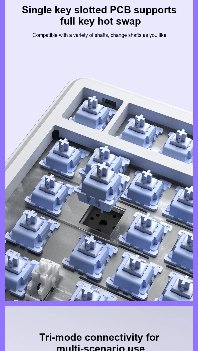 AULA F75 MAX mechanische Gaming-Tastatur 2.4G kabellos/BT/kabelgebundene Tastatur, Hot-Swap, RGB, 75%, 81 Tasten, Büro-Tastatur mit TFT-Bildschirm