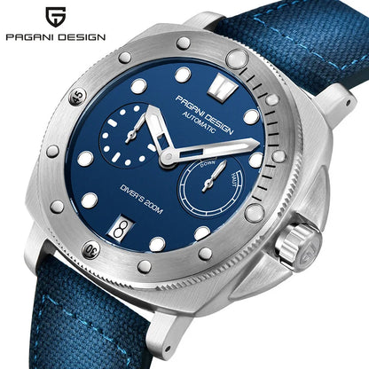 PAGANI DESIGN Men's Mechanical Watch Luxury Sapphire Glass Luminous Automatic Watch 200M Waterproof Stainless Steel Watch