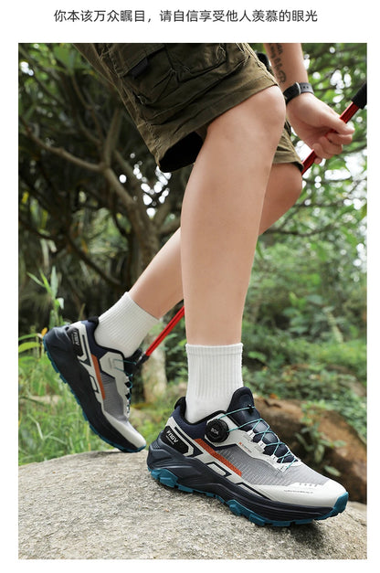 Spring & Summer Men's Running Shoes Outdoor Hiking, Wear-Resistant Trail Shoes with BOA Closure, Breathable Sports & Casual Style