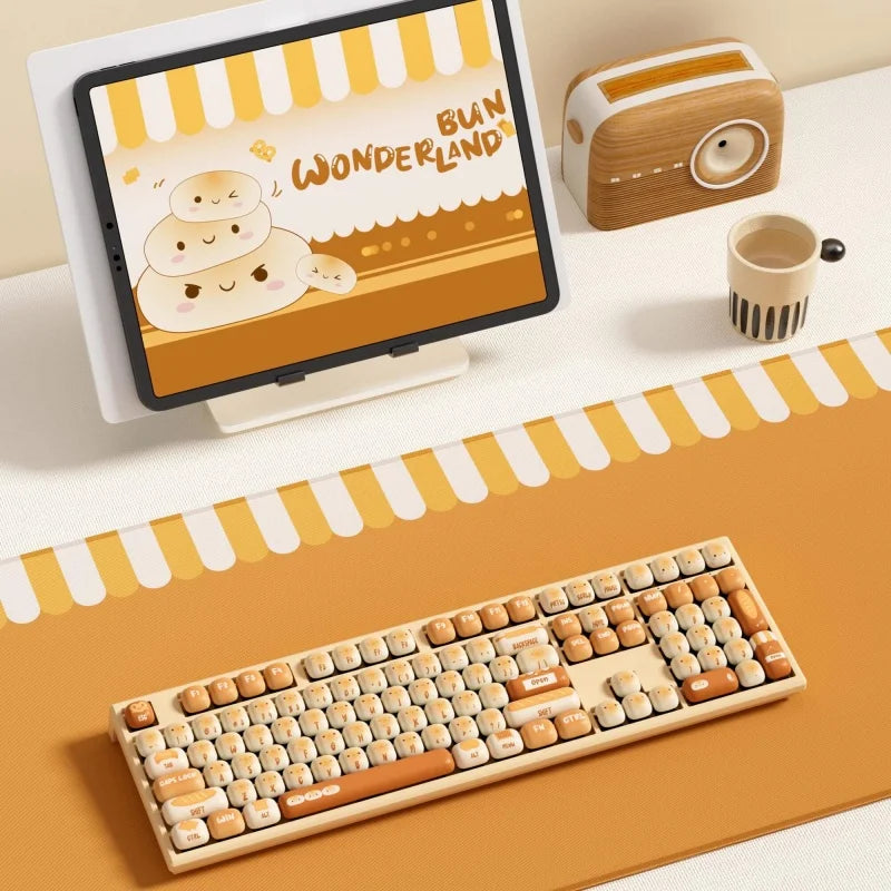 Akko MonsGeek MG108B Bun Wonderland kabellose mechanische Tastatur MOG-Profil RGB 108 Tasten Full Size Hot Swap USB / 2.4G / BT 5.0