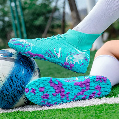 Chaussures de football pour hommes et femmes, crampons antidérapants pour terrain synthétique, baskets de futsal, chaussures de football à crampons pour terrain gazonné, support de cheville, pour l'extérieur