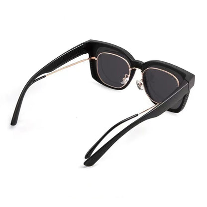 KLASSNUM Transfer Sunglasses Ladies Fit Over Sun Glasses Men Oversize Square Wrap Around Glasses for Prescription Myopia Goggles