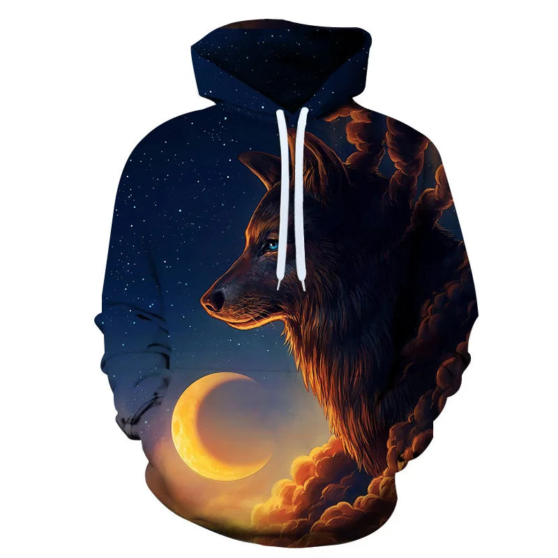 Animal Wolf graphic Men's Fashion 3D Print Outdoor Hoodie Streetwear Hoodies Hooded Front Pocket Designer Hoodie Sweatshirt