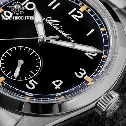 ADDIESDIVE 36mm Herren-Quarzuhr VH60 mit BGW9-Leuchtbeschichtung, Bubble-Mirror-Topfdeckelglas, 10Bar wasserdicht, Edelstahl-Uhr