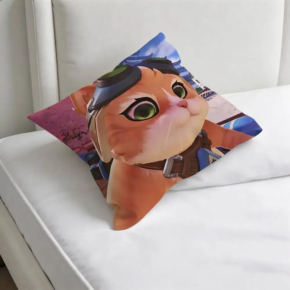 Capa de Almofada Quadrada Jetpack Cat O-Overwatch Gaming, Macia e Decorativa, para Sofá e Cama em Casa