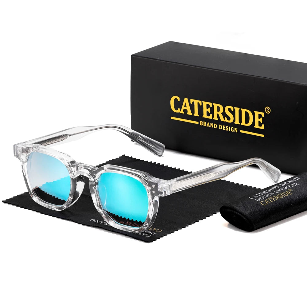 CATERSIDE Retro Punk Men Sunglasses Small Frame Square Personalized Design Sun Glasses Women Travel Party Business Festival Gift