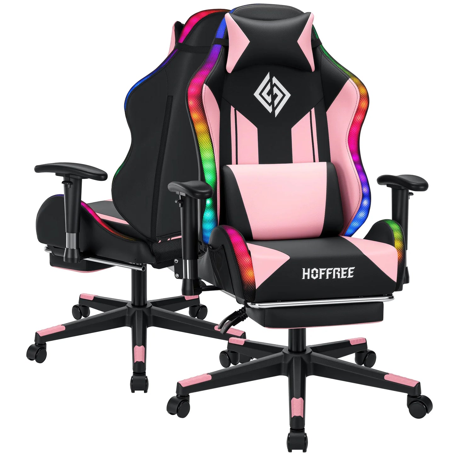 Silla gaming LED para niños de 8-15 años, silla gamer ajustable con iluminación LED, reposapiés y soporte lumbar, silla ergonómica para PC