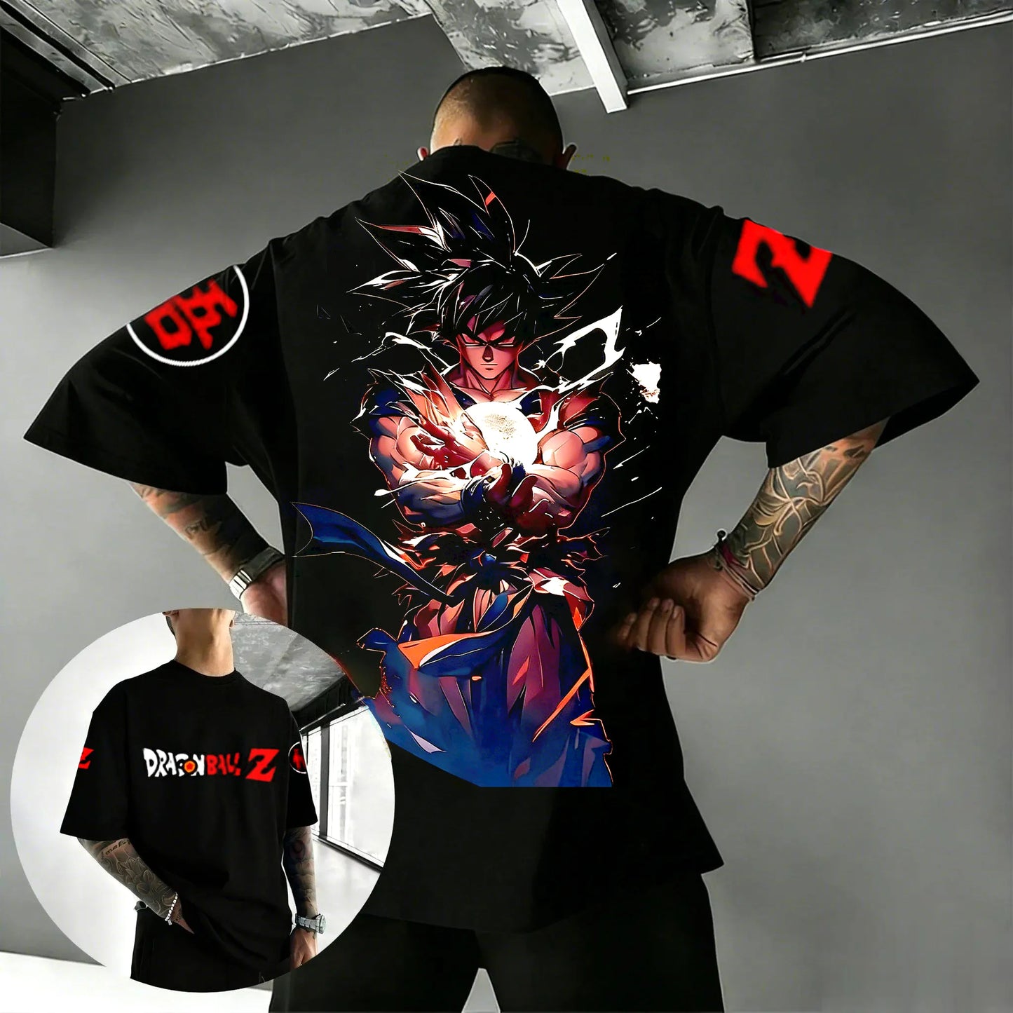 2026 New Hot Anime Dragon Ball Goku Printed Cotton Men's T-shirt Overside American and Women's Breathable Sports Round-neck
