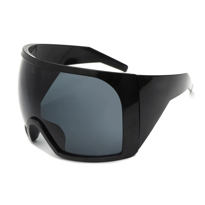 Oversized Black Punk Goggle Sunglasses Women Men Luxury Brand Designer Y2K Sport Sun Glasses Retro One Piece Outdoor Shade UV400
