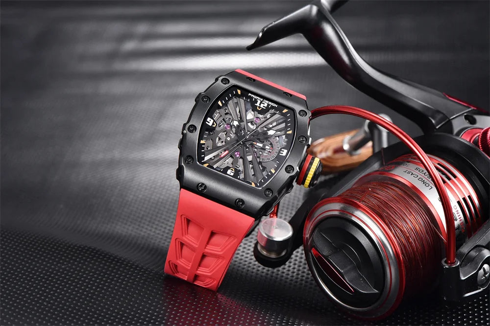 PAGANI DESIGN 42 MM Herren-Skelett-Quarzuhr Japan VH65 Saphirglas Edelstahl 50M wasserdicht Armbanduhren PD1738 Neu