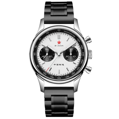 Red Star Panda Men's 1963 Chronograph Mechanical Wristwatch Seagull ST1901 Movement Gooseneck 40mm Luminous Sapphire Pilot Watch
