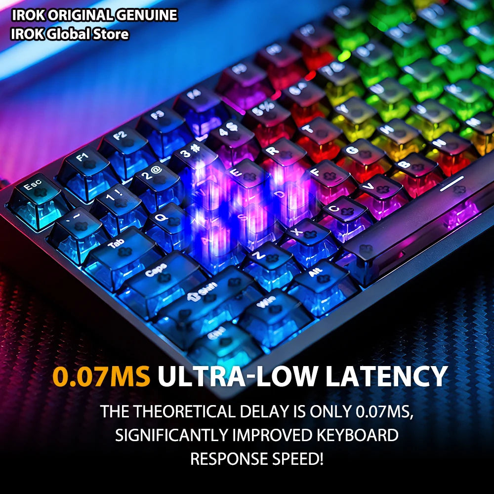 Teclado Mecânico Gaming Magnético em Alumínio IROK MG75 V2 MG75V2 Rapid Trigger 0.07ms 8KHz 0.001mm Taxa de Leitura 512K para Gamers