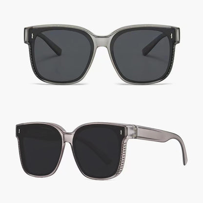 KLASSNUM Transfer Sunglasses Ladies Fit Over Sun Glasses Men Oversize Square Wrap Around Glasses for Prescription Myopia Goggles