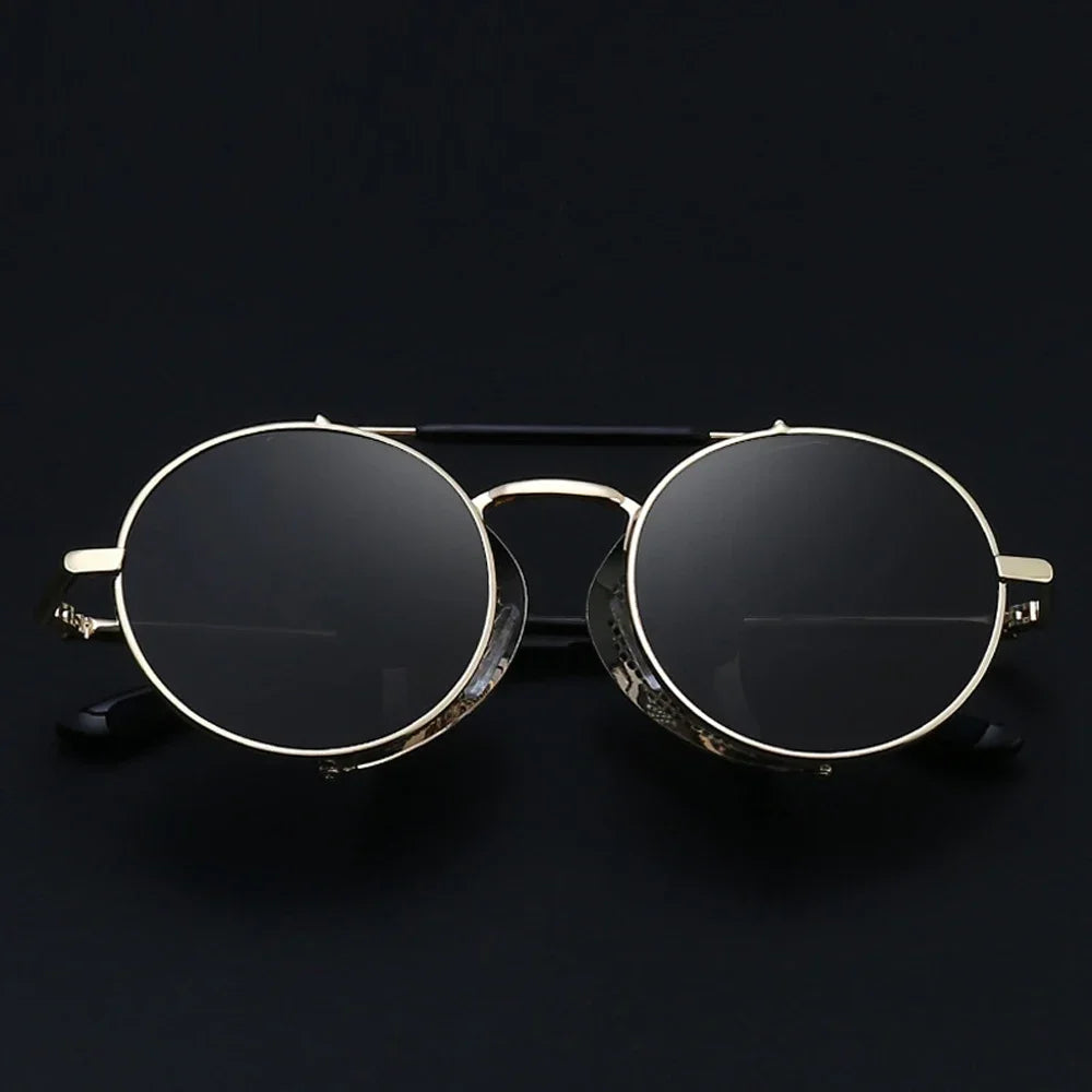 MUSELIFE Retro Round Metal Sunglasses Steampunk Men Women Brand Designer Glasses Oculos De Sol Shades UV Protection