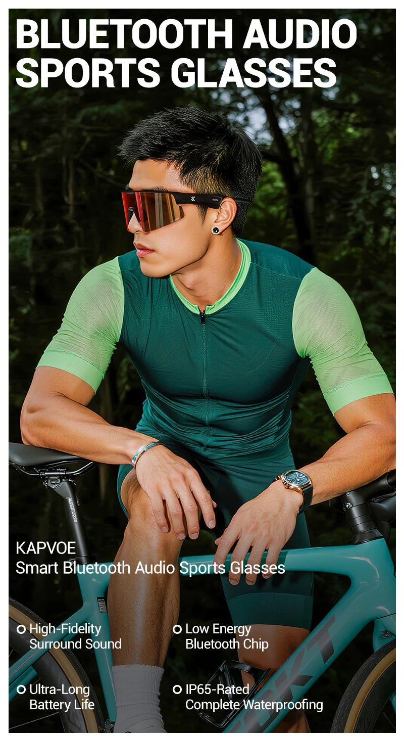 Kapvoe Bluetooth Sunglasses Smart Cycling Glasses Wireless UV400 Protection Goggles Telephone MP3 Sports Cycling Glasses Men